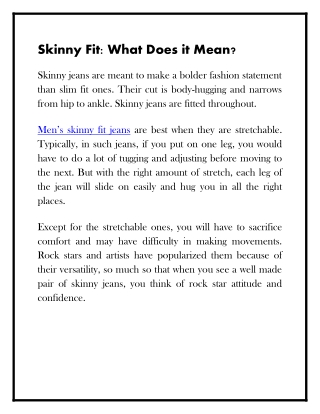 Skinny Fit: What Does it Mean?