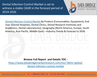 Dental Infection Control Market is set to witness a stable CAGR in the forecast period of 2019-2026