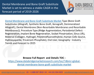 Dental Membrane and Bone Graft Substitute Market is set to witness a stable CAGR in the forecast period of 2019-2026
