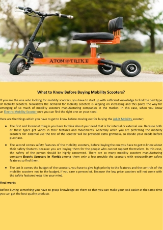 What to Know Before Buying Mobility Scooters?