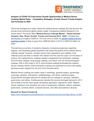 Medical Device Coatings Market Sales Growth Overview, Porter’s Five Analysis and Forecast