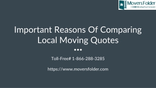 Important Reasons of Comparing Local Moving Quotes