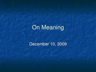 On Meaning
