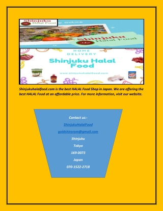 HALAL Food Online Shop in Japan | Shinjukuhalalfood.com