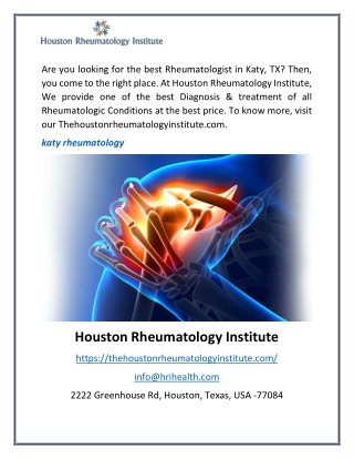 Best Katy Rheumatology | Houston Rheumatology Institute