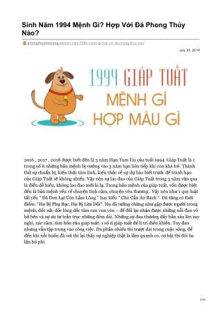 Sinh Năm 1994 Mệnh Gì? Hợp Với Đá Phong Thủy Nào?