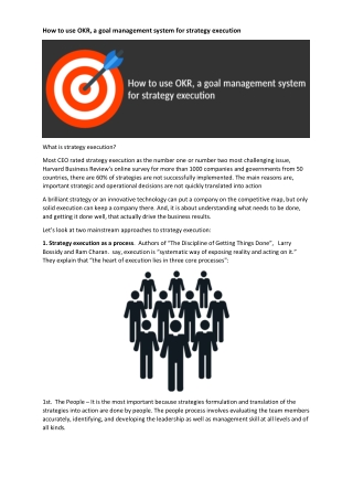 How to ose okr a goal management system for strategy execution