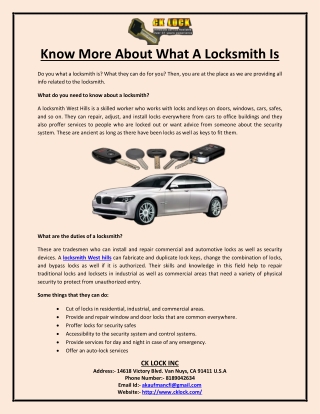 Know More About What A Locksmith Is