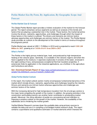 Perlite Market Size By Form, By Application, By Geographic Scope And Forecast