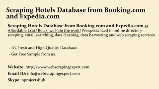 Scraping Hotels Database from Booking.com and Expedia.com