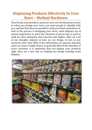 Displaying Products Effectively In Your Store - Mathaji Hardware