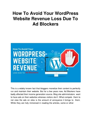 How To Avoid Your WordPress Website Revenue Loss Due To Ad Blockers
