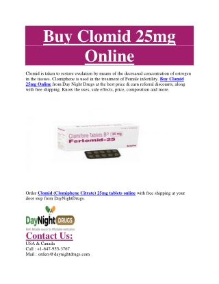 Buy Clomid 25mg Online