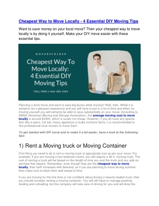 Cheapest Way to Move Locally - 4 Essential DIY Moving Tips