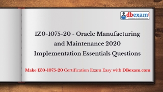 1Z0-1075-20 - Oracle Manufacturing and Maintenance 2020 Implementation Essentials Questions