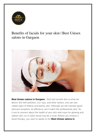 Benefits of facials for your skin | Best Unisex salons in Gurgaon