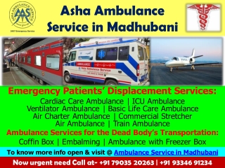 Pick On-Call ICU Support Ambulance Service in Madhubani | ASHA AMBULANCE