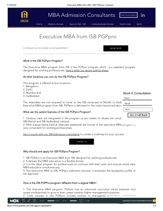 Executive mba from isb | ISB pgppro | GoalISB