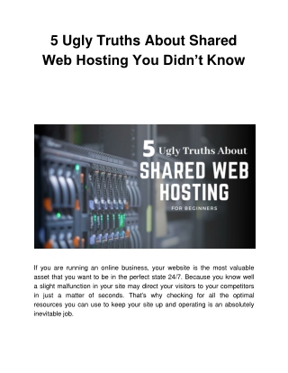 5 Ugly Truths About Shared Web Hosting You Didn’t Know