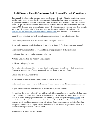 Le Différences Entre Air-Glacières Et Aussi Portable Climatiseurs