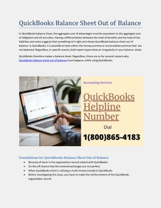 Learn to Resolve QuickBooks Balance Sheet Out of Balance Error