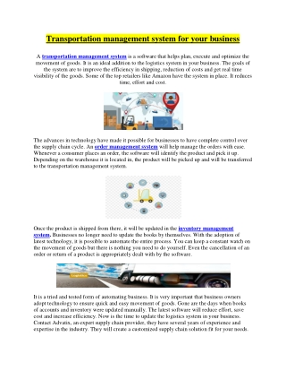 Transportation management system for your business