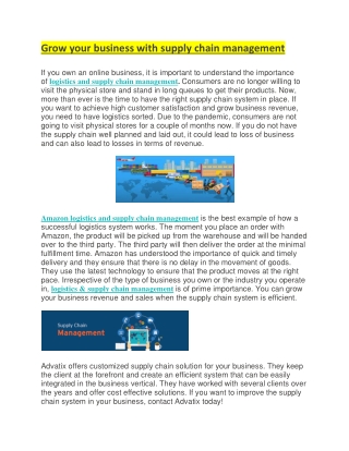 Grow your business with supply chain management