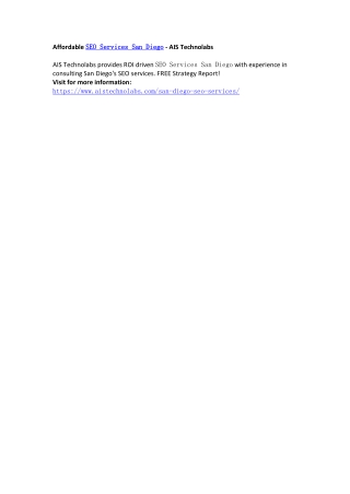 Affordable SEO Services San Diego - AIS Technolabs