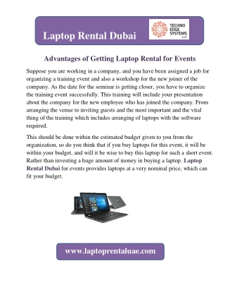 Advantages of Getting Laptop Rental for Events