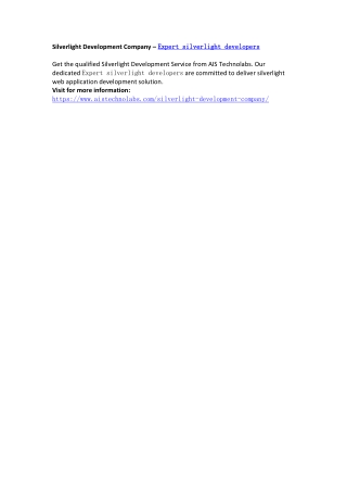 Silverlight Development Company – Expert silverlight developers