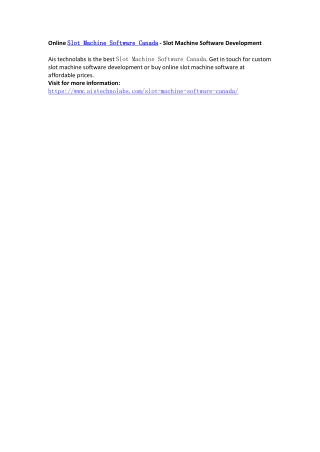 Online Slot Machine Software Canada - Slot Machine Software Development