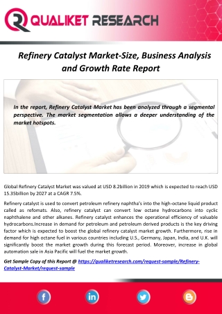 Latest Report of Global Refinery Catalyst Market 2020-2027 Demand, Trend, Application and Regional Analysis Report