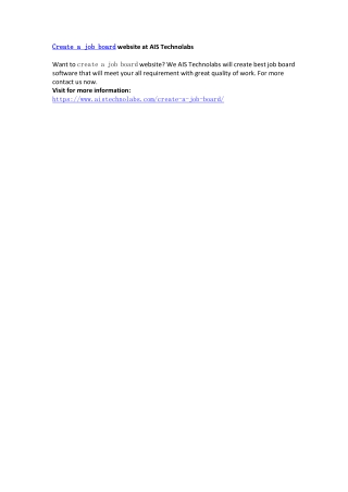 Create a job board website at AIS Technolabs