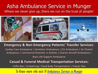 Providing your Best Ambulance Service in Munger | ASHA AMBULANCE