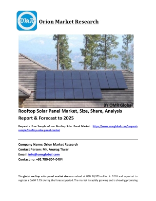 Rooftop Solar Panel Market Growth, Size, Share, Industry Report and Forecast 2018-2023