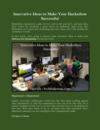 Innovative Ideas to Make Your Hackathon Successful