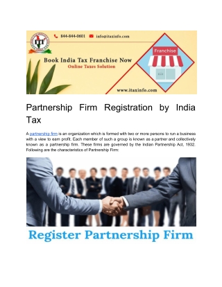 Partnership Firm Registration by India Tax