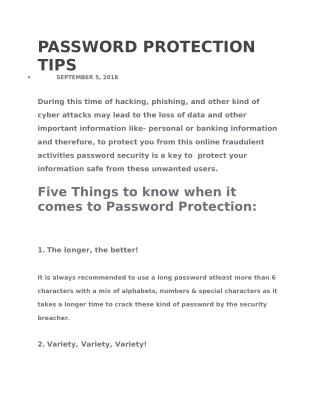 Password Protection & Security Tips