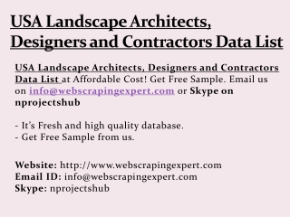 USA Landscape Architects, Designers and Contractors Data List