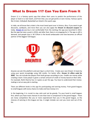What Is Dream 11 and learn how to Can You Earn from It ?