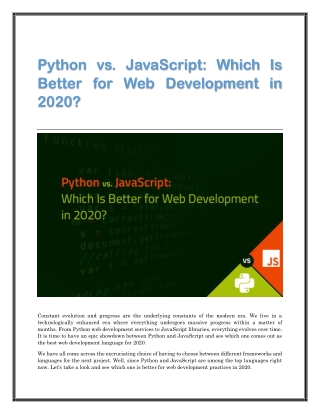 Python vs. JavaScript: Which Is Better for Web Development in 2020?