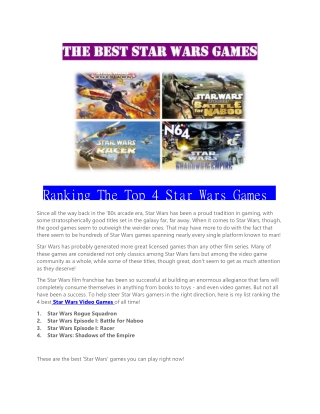The Best Star Wars Games