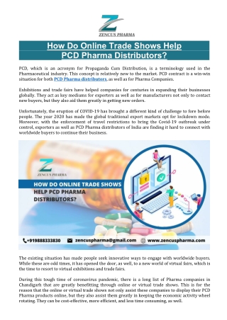How Do Online Trade Shows Help PCD Pharma Distributors?