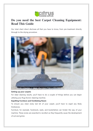 Do you need the best Carpet Cleaning Equipment: Read This Guide