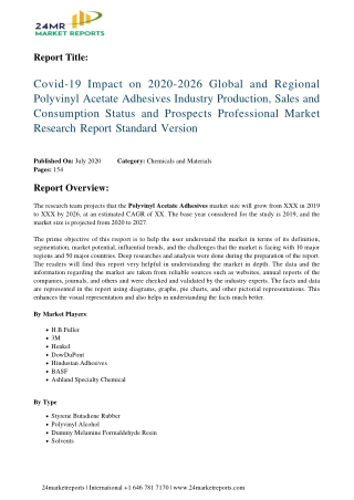 Polyvinyl Acetate Adhesives Industry Production, Sales and Consumption Status 2020