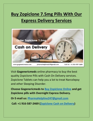 Buy Zopiclone 7.5mg Pills with with our Express Delivery Services