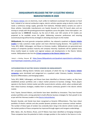 Electric Vehicle Market Leadership
