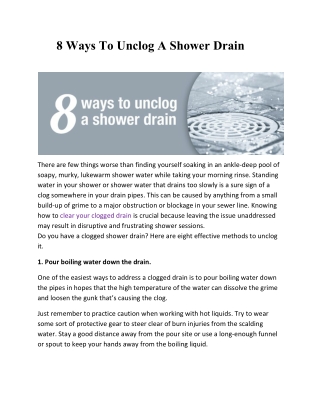 8 Ways To Unclog A Shower Drain