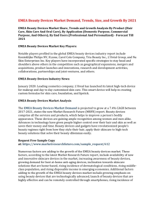 EMEA Beauty Devices Market Demand, Trends, Size, and Growth By 2021