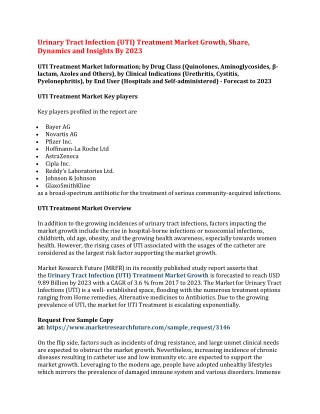 Urinary Tract Infection (UTI) Treatment Market Growth, Share, Dynamics and Insights By 2023